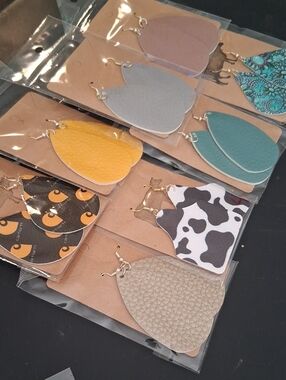 Carhartt Mixed Teardrop Earrings Set in Yellow, Teal, Gray, Black & Cream